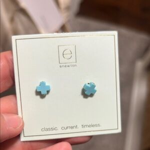 Enewton new signature cross stud earrings turquoise